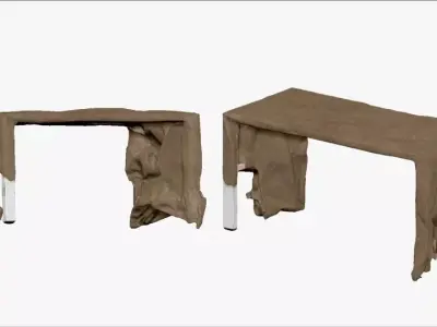 001277 table under dark coat lowpoly 3D model