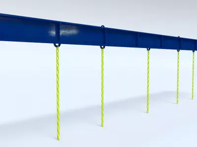 Lifting Beam or Spreader with chains for Cranes Low-poly 3D model
