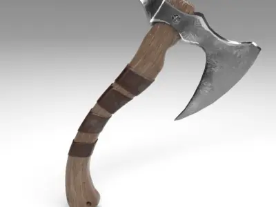 Battle Axe Low-poly 3D model 19