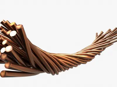 copper wire cable structure Low-poly 3D model