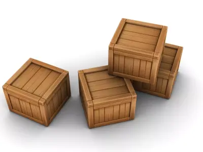 Stylized Wooden Crate Low-poly 3D model purchase
