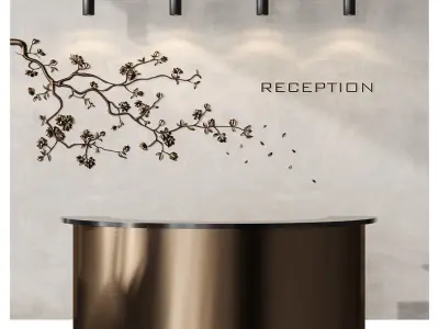 Japanese Bronze Reception with Flowers 3D model