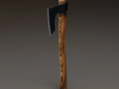 Viking Battle Axe with thick blade Free low-poly 3D model