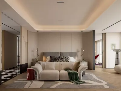 Modern master bedroom dressing room work room  3D model