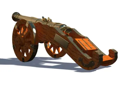 Cannon Miniature Low-poly 3D model