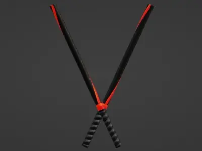 Escrima Sticks Low-poly 3D model