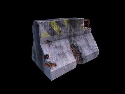 Road Block Damaged Low-poly 3D model