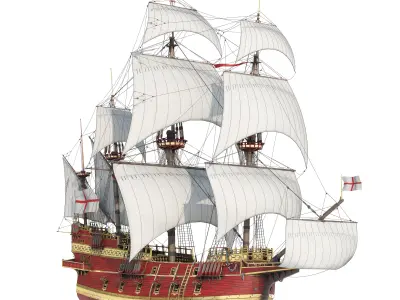 Galleon Ship Collection 4 Colors 3D Model 