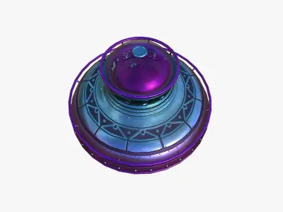 Alien Spaceship UFO F04 Purple Blue - Sci Fi Spacecraft Design Low-poly 3D model