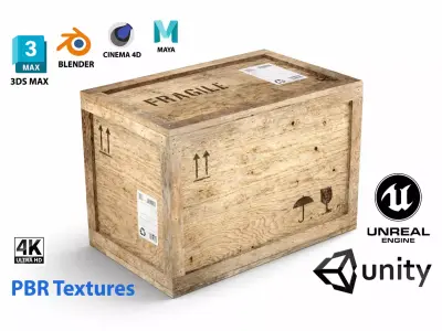 wooden crate PBR 4K Low-poly 3D model order