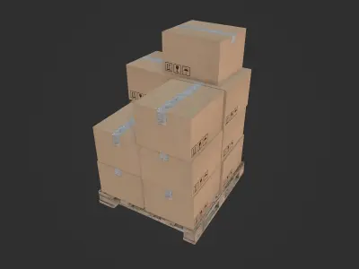 Pallet with Boxes Low-poly 3D model