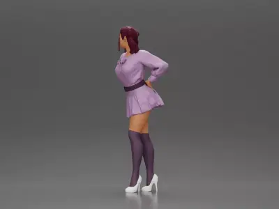 Stylishly Standing with One Hand on Hip and Playful Look 3D print model