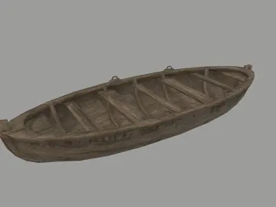 boat 6 wooden Low-poly 3D model