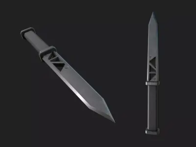 Modern knife Low-poly 3D model