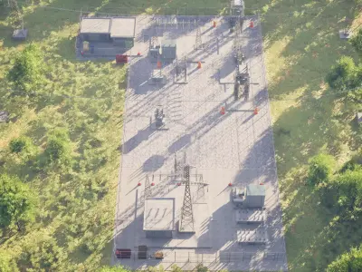 Electrical Substation Overview 3D model