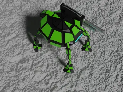 Futuristic Turtle Mech War Robot FT-49 Low-poly 3D model