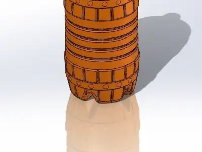 Plastic bottle one and a half liters type barrel 3D print model
