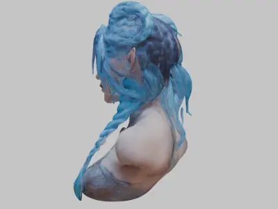 Fantasy Beautiful Teen Girl Character Head Bust Low-poly 3D model