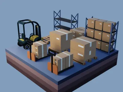 Low poly storage assets Low-poly 3D model