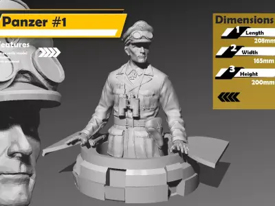 200 WWII German Panza Tank commander No 1 3D print model