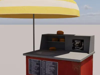 Hot dog Stand burger Low-poly 3D model