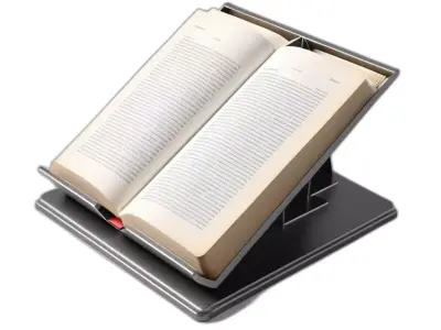 Adjustable Book Stand and Open Book Low-poly 3D model