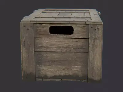 Rustic Military Wood Crate with Metal Straps Low-poly 3D model