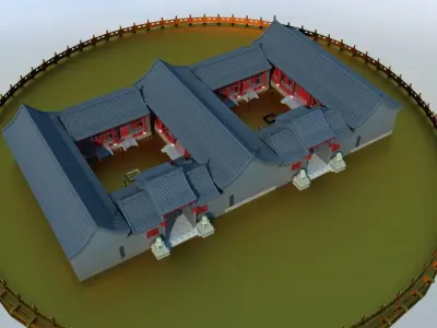 Chinese ancient courtyard house 3D model purchase