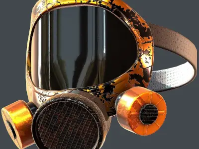 Gas mask helmet 3d model scifi Low-poly  Low-poly 3D model 18