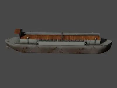 Grain inland barge Low-poly 3D model