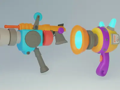 Space Cartoon Gun Package Low-poly 3D model