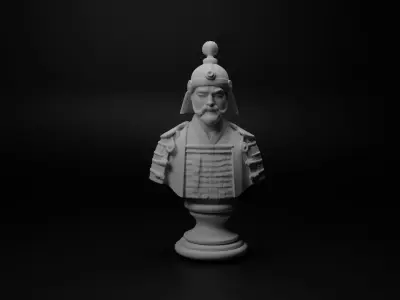 Feudal Japanese Soldier Bust Chess 3D print model get