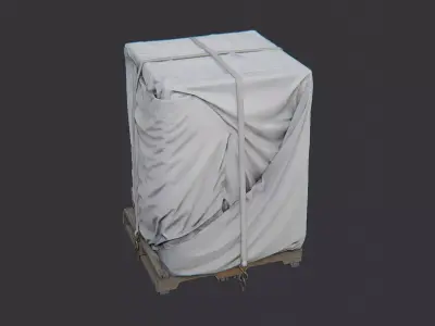 Tarped Industrial Crate on Wood Pallet Low-poly 3D model