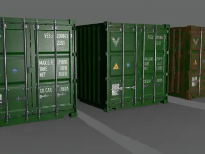 PBR 20 ft Shipping Cargo Container Version 2 - Green Low-poly 3D model