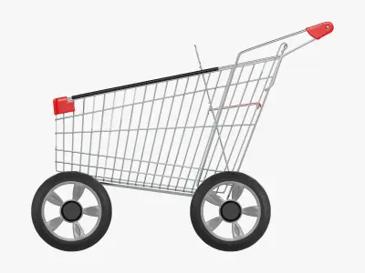 Shopping cart with large wheels 02 3D model