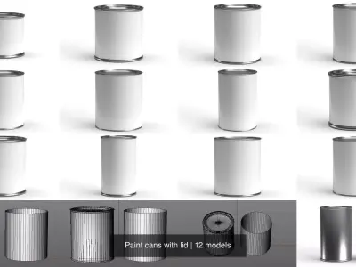 Paint cans with lid 3D Model Pack