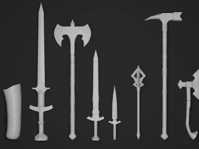 Medieval Stylized Low Poly Melee Weapon Package Low-poly 3D model