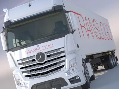 Mercedes Actros MP4 GigaSpace with refrigerated semitrailer 3D model