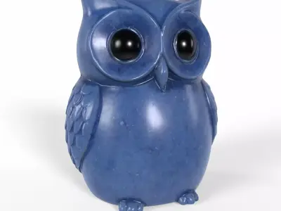 Blue Stone Owl Decoration 3D Model 3D model