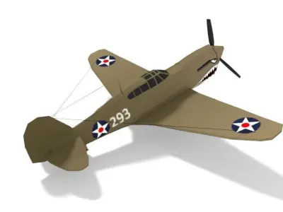 Low Poly Curtiss P-40 Warhawk Airplane Low-poly 3D model
