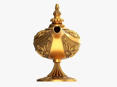 Aladdin magic lamp gold decorated 3D model