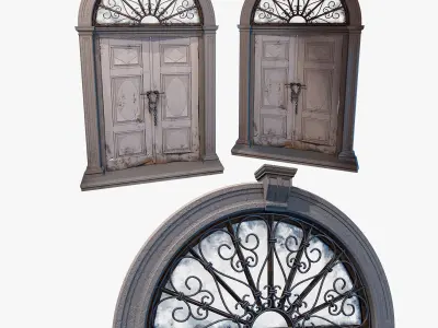 Old door in a house entrance to a house high poly 3D model