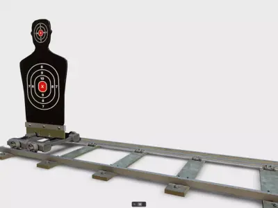 Shooting target on tracks Low-poly 3D model