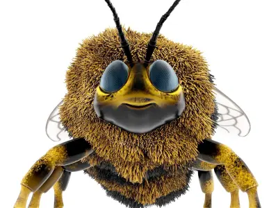 Bumblebee cartoon rigged animated Low-poly 3D model