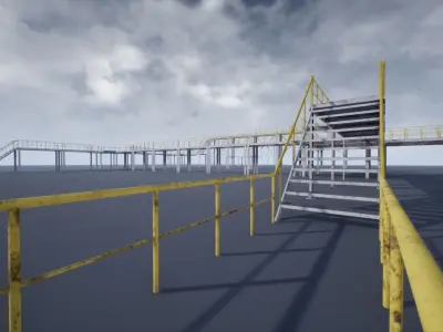 Modular industrial platform UE4 Low-poly 3D model