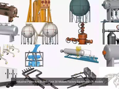 Industrial Pipes And Boilers Pack 30 Models Factory Equipment