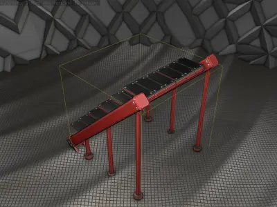 Sci-Fi Stairs - 16- Red Version Low-poly 3D model