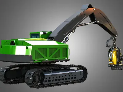 JD - 953MH Tracked Forest Machine 3  in 1 3D Model Pack