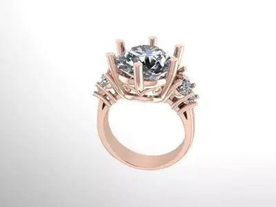 Vintage Antique Style Engagemet Ring Large Diamond 3D print model