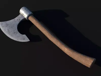 LowPoly Battle Axe GameReady Weapon Asset Low-poly 3D model